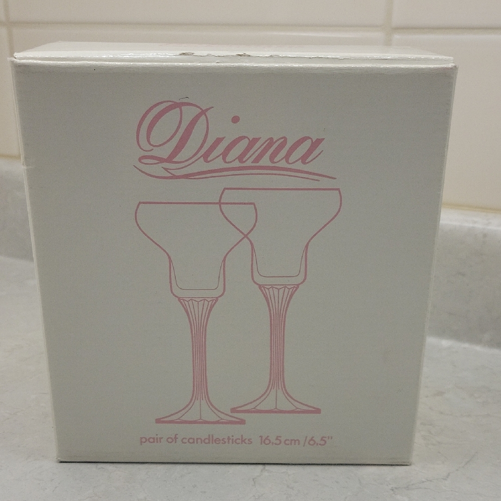 Diana Crystal Candlesticks Pair Bohemia Czechoslovakia